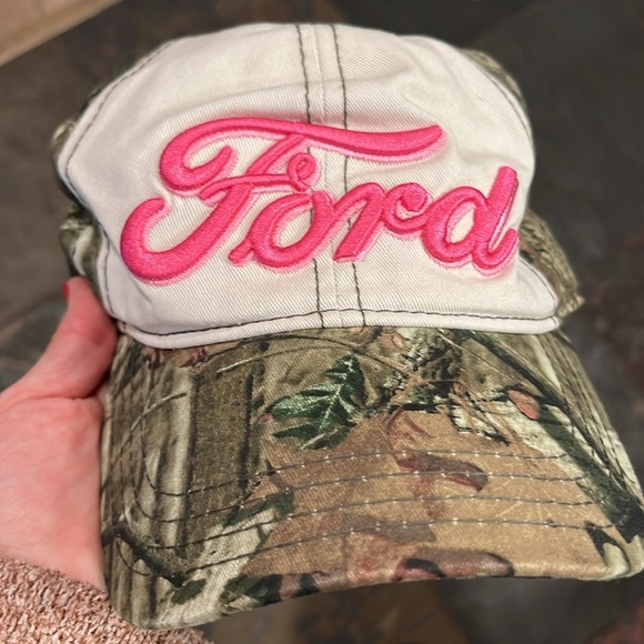 PINK Ford LOGO cap tan green beige CAMOUFLAGE billed hat Snapback ford merch OS - Picture 3 of 14